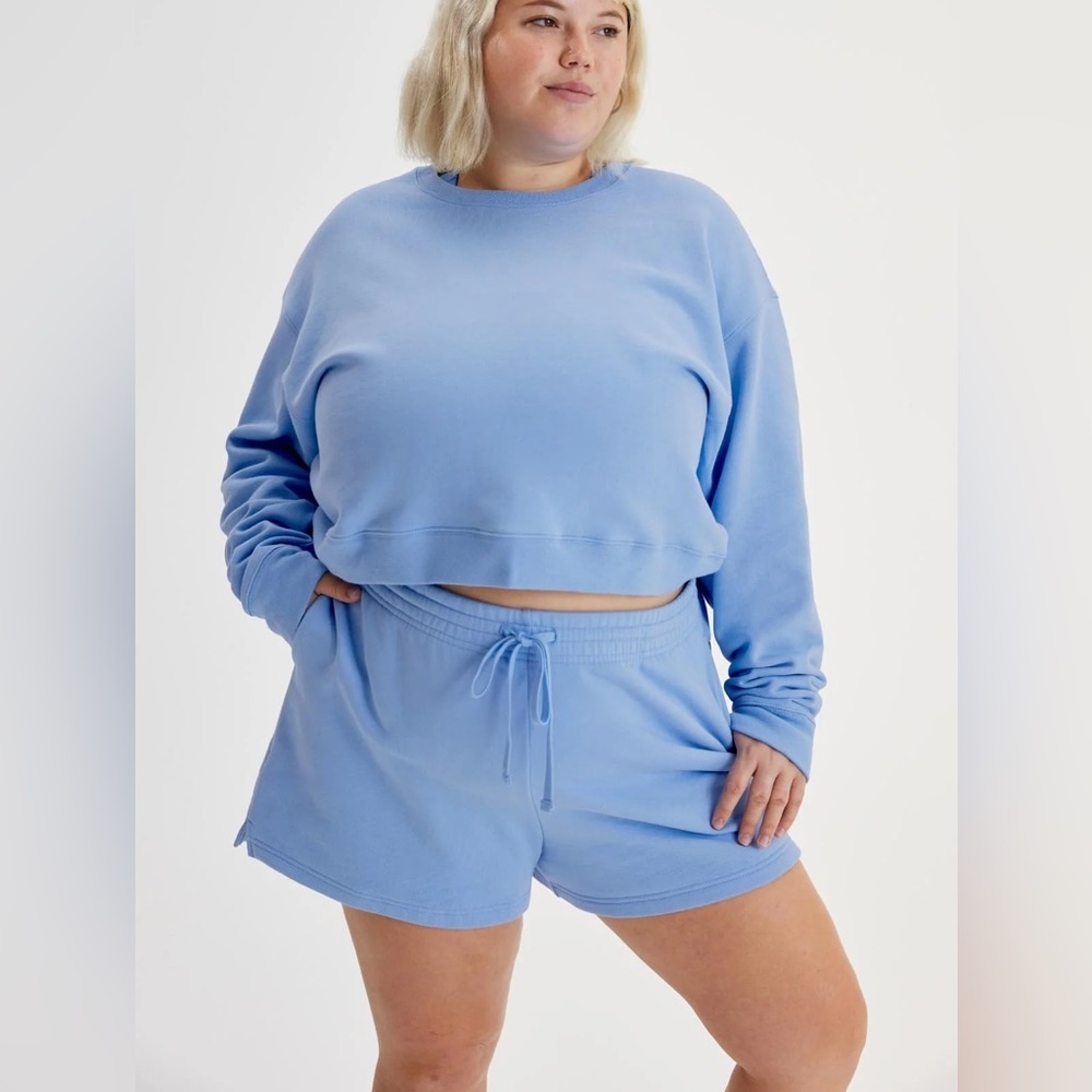 girlfriend collective 50/50 Cropped Sweatshirt Color Bluejay Size XL
